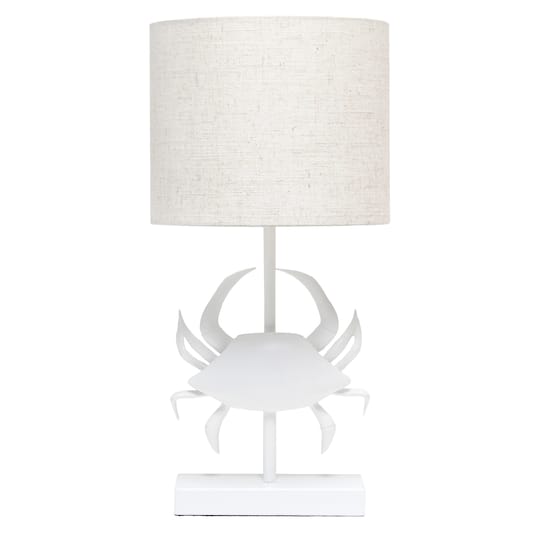 Simple Designs&#x2122; 18&#x22; White Pinching Crab Table Lamp with Light Beige Shade